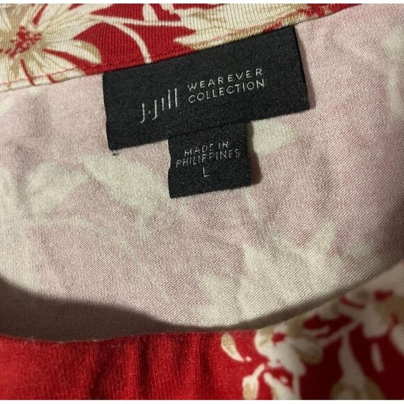 J. Jill Wearever Women’s Floral Tank Top Red Beige Sleeveless Travel Size L - Picture 4 of 8